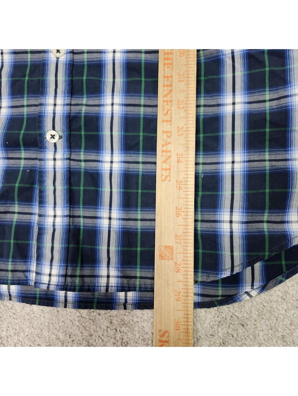 American Eagle Button Down Shirt Gray Blue White Plaid Long Sleeve Size Large - Picture 4 of 13
